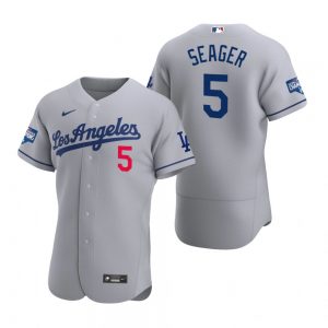 Los Angeles Dodgers #5 Corey Seager Gray 2020 World Series Champions Road Jersey