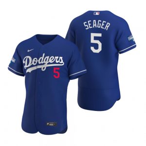 Los Angeles Dodgers #5 Corey Seager Royal 2020 World Series Champions Jersey