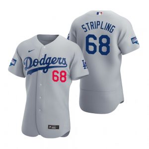 Los Angeles Dodgers #68 Ross Stripling Gray 2020 World Series Champions Jersey