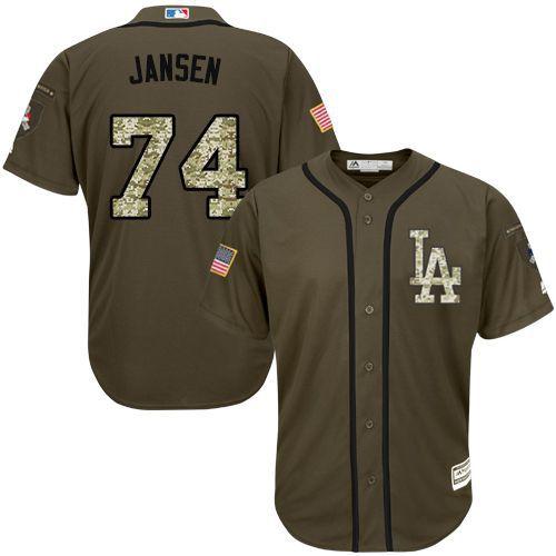 Los Angeles Dodgers #74 Kenley Jansen Green Salute to Service Stitched MLB Jersey