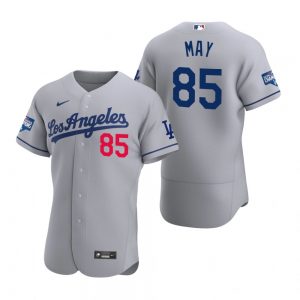 Los Angeles Dodgers #85 Dustin May Gray 2020 World Series Champions Road Jersey