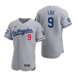Los Angeles Dodgers #9 Gavin Lux Gray 2020 World Series Champions Road Jersey