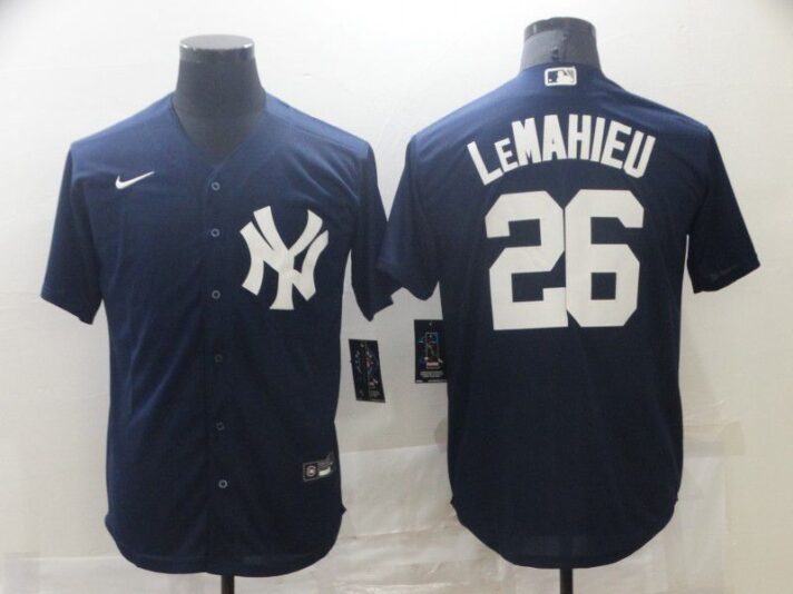 Men New York Yankees 26 Lemahieu Blue Game Nike 2021 MLB Jersey
