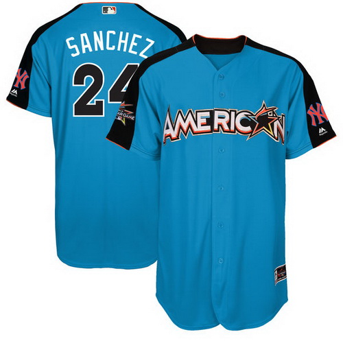 Men’s American League New York Yankees #24 Gary Sanchez Majestic Blue 2017 MLB All-Star Game Authentic Home Run Derby Jersey