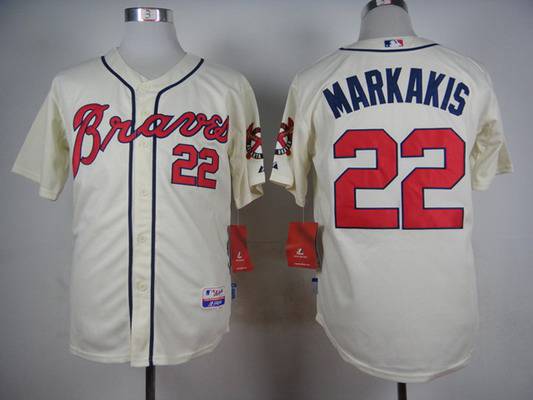 Men’s Atlanta Braves #22 Nick Markakis Cream Jersey