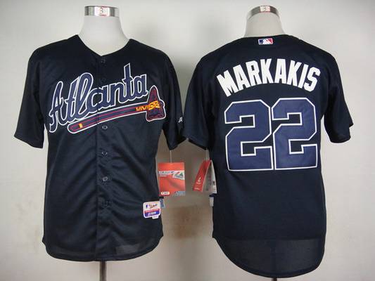 Men’s Atlanta Braves #22 Nick Markakis Navy Blue Jersey