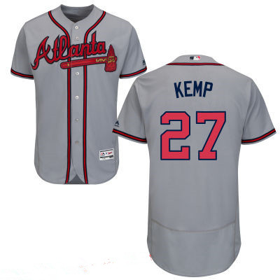 Men’s Atlanta Braves #27 Matt Kemp Gray Road 2016 Majestic Flex Base Stitched MLB Jersey