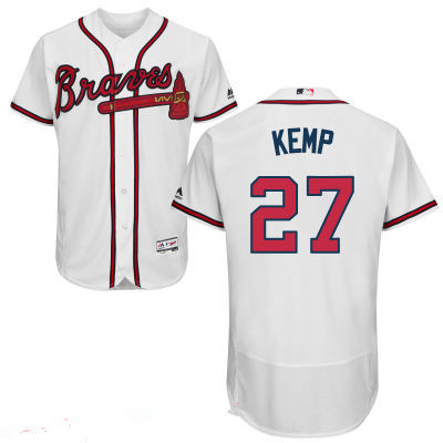 Men’s Atlanta Braves #27 Matt Kemp White Home 2016 Majestic Flex Base Stitched MLB Jersey