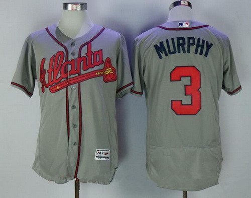 Men’s Atlanta Braves #3 Dale Murphy Retired Gray Road Stitched MLB Majestic Flex Base Jersey
