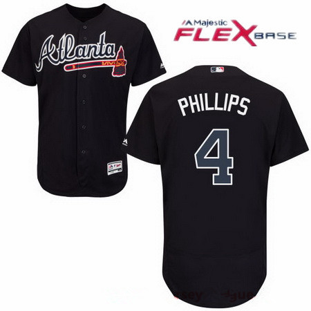 Men’s Atlanta Braves #4 Brandon Phillips Navy Blue Stitched MLB Majestic Flex Base Jersey