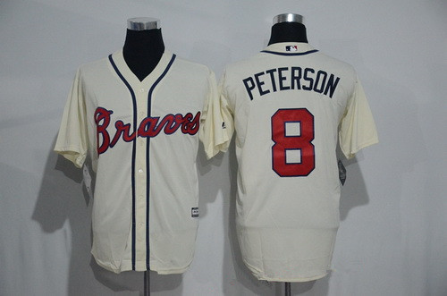 Men’s Atlanta Braves #8 Jace Peterson Cream Cool Base Stitched Baseball Jersey