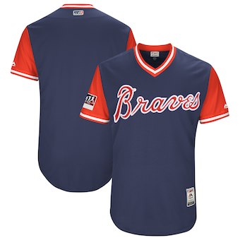 Men’s Atlanta Braves Blank Majestic Navy 2018 Players’ Weekend Authentic Team Jersey