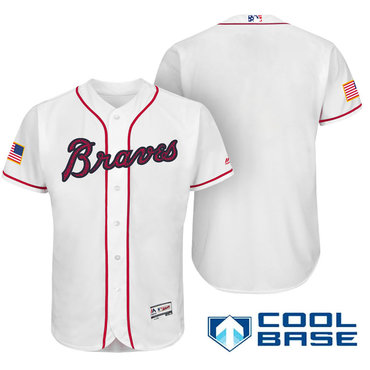 Men’s Atlanta Braves Blank White Stars & Stripes Fashion Independence Day Stitched MLB Majestic Cool Base Jersey