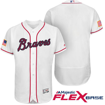 Men’s Atlanta Braves Blank White Stars & Stripes Fashion Independence Day Stitched MLB Majestic Flex Base Jersey