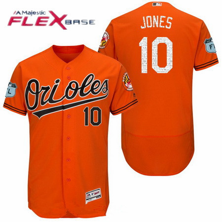 Men’s Baltimore Orioles #10 Adam Jones Orange 2017 Spring Training Stitched MLB Majestic Flex Base Jersey