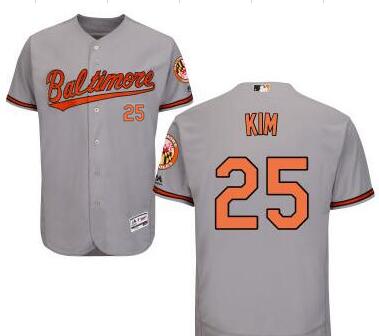 Men’s Baltimore Orioles #25 Hyun-soo Kim Gray Road Cool Base Majestic Baseball Jersey