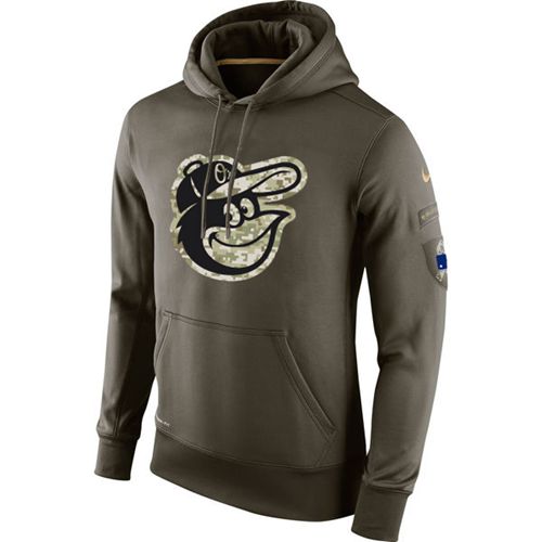 Men’s Baltimore Orioles Nike Olive Salute To Service KO Performance Hoodie