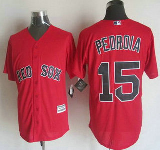 Men’s Boston Red Sox #15 Dustin Pedroia Alternate Red 2015 MLB Cool Base Jersey