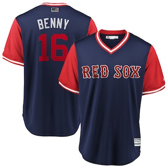 Men’s Boston Red Sox 16 Andrew Benintendi Benny Majestic Navy 2018 Players’ Weekend Cool Base Jersey