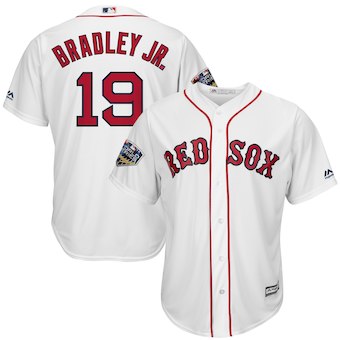 Men’s Boston Red Sox #19 Jackie Bradley Jr. Majestic White 2018 World Series Cool Base Player Jersey