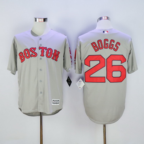 Men’s Boston Red Sox #26 Wade Boggs Retired Gray Road Cool Base Baseball Jersey