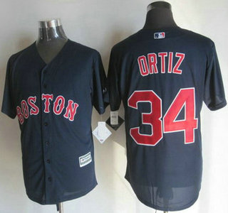 Men’s Boston Red Sox #34 David Ortiz Alternate Navy Blue 2015 MLB Cool Base Jersey