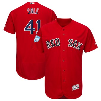 Men’s Boston Red Sox 41 Chris Sale Majestic Scarlet 2019 Spring Training Flex Base Player Jersey