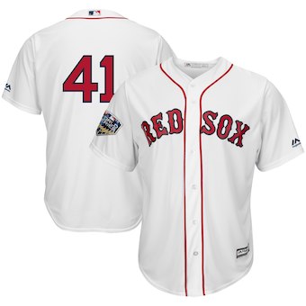 Men’s Boston Red Sox #41 Chris Sale Majestic White 2018 World Series Cool Base Player Number Jersey