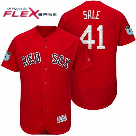 Men’s Boston Red Sox #41 Chris Sale Red 2017 Spring Training Stitched MLB Majestic Flex Base Jersey