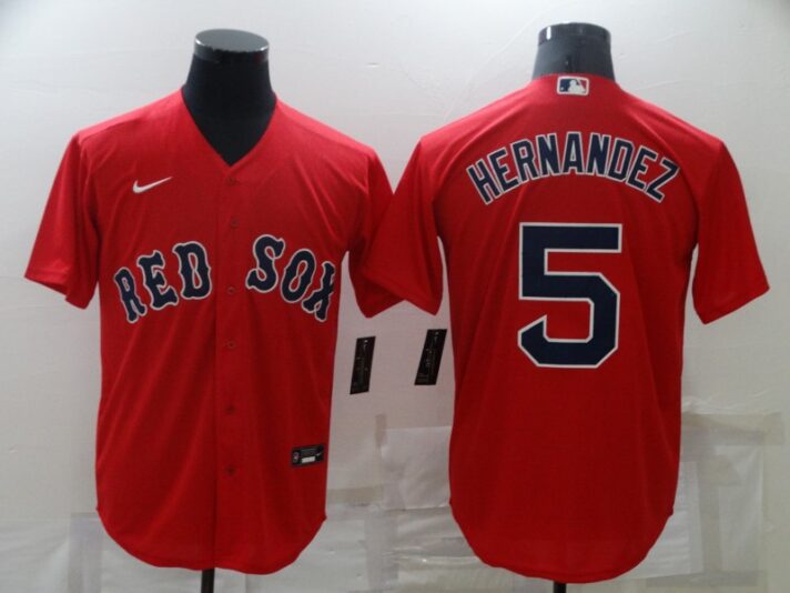 Men’s Boston Red Sox #5 Enrique Hernandez Red New Cool Base Stitched Nike Jersey