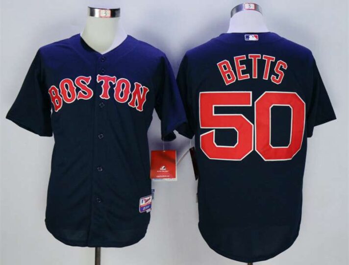 Men’s Boston Red Sox #50 Mookie Bettis Blue Cool Base Jersey