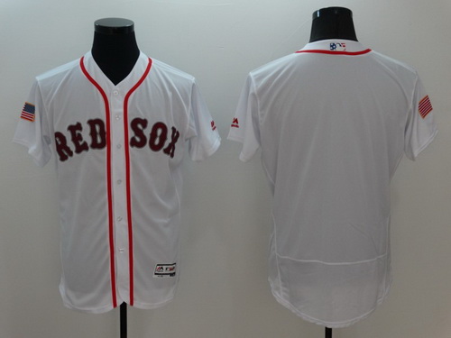 Men’s Boston Red Sox Blank White Fashion Stars & Stripes 2016 Flexbase MLB Independence Day Jersey