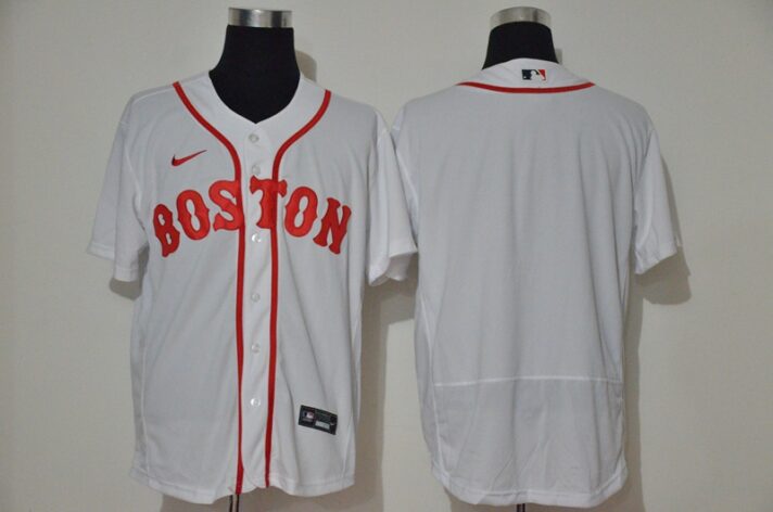 Men’s Boston Red Sox Blank White Retro Stitched MLB Flex Base Nike Jersey