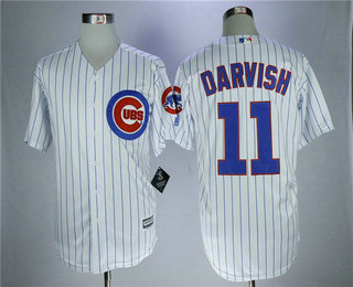 Men’s Chicago Cubs #11 Yu Darvish White Cool Base Jersey
