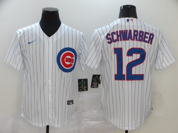 Men’s Chicago Cubs #12 Kyle Schwarber White Stitched MLB Cool Base Nike Jersey