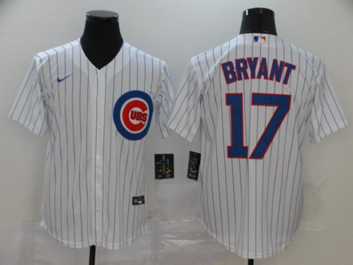 Men’s Chicago Cubs #17 Kris Bryant White Stitched MLB Cool Base Nike Jersey