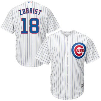Men’s Chicago Cubs 18 Ben Zobrist Majestic White Home Cool Base Player Jersey