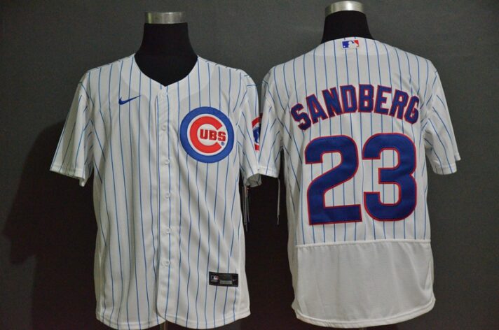 Men’s Chicago Cubs #23 Ryne Sandberg White Home Stitched MLB Flex Base Nike Jersey