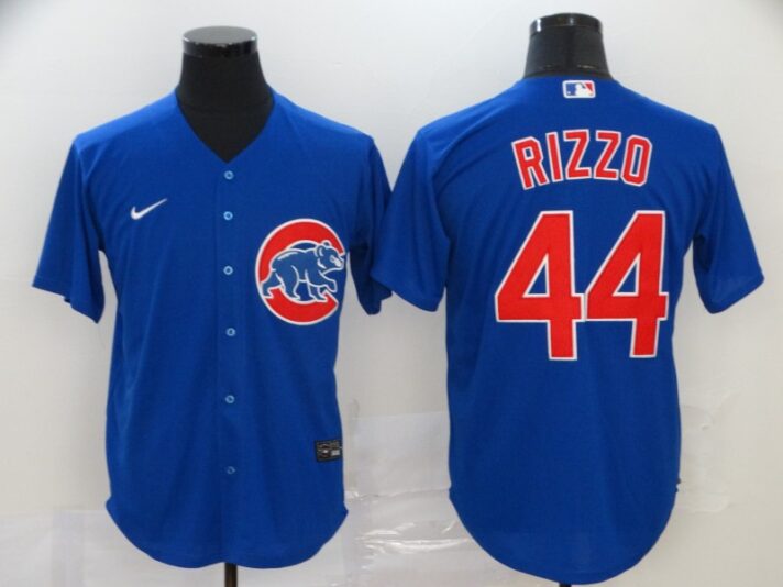 Men’s Chicago Cubs #44 Anthony Rizzo Blue Stitched MLB Cool Base Nike Jersey