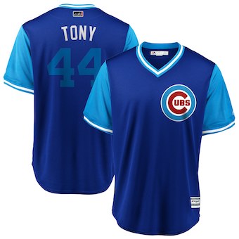 Men’s Chicago Cubs 44 Anthony Rizzo Tony Majestic Royal 2018 Players’ Weekend Cool Base Jersey