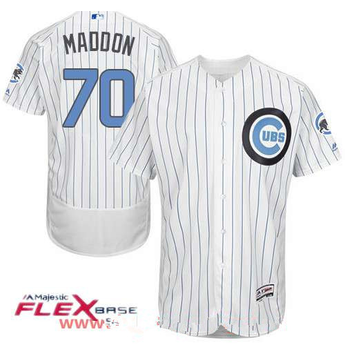 Men’s Chicago Cubs #70 Joe Maddon White with Baby Blue Father’s Day Stitched MLB Majestic Flex Base Jersey