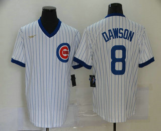 Men’s Chicago Cubs #8 Andre Dawson White Pullover Cooperstown Collection Stitched MLB Nike Jersey