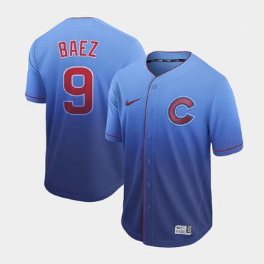Men’s Chicago Cubs 9 Javier Baez Blue Drift Fashion Jersey