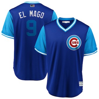 Men’s Chicago Cubs 9 Javier Baez El Mago Blank Majestic Royal 2018 Players’ Weekend Cool Base Jersey