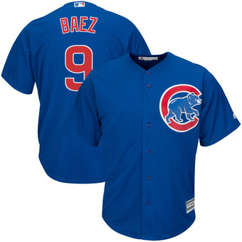 Men’s Chicago Cubs 9 Javier Baez Majestic Alternate Royal Official Cool Base Player Jersey