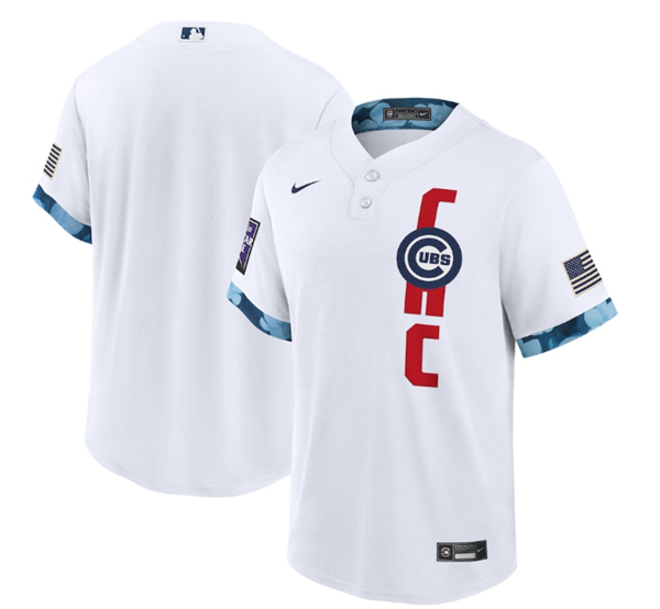Men’s Chicago Cubs Blank 2021 White All-Star Cool Base Stitched MLB Jersey