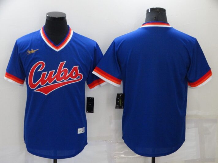 Men’s Chicago Cubs Blank Blue Cooperstown Collection Stitched Throwback Jersey