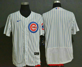 Men’s Chicago Cubs Blank White Home Stitched MLB Flex Base Nike Jersey