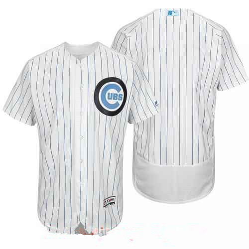 Men’s Chicago Cubs Blank White with Baby Blue Father’s Day Stitched MLB Majestic Flex Base Jersey