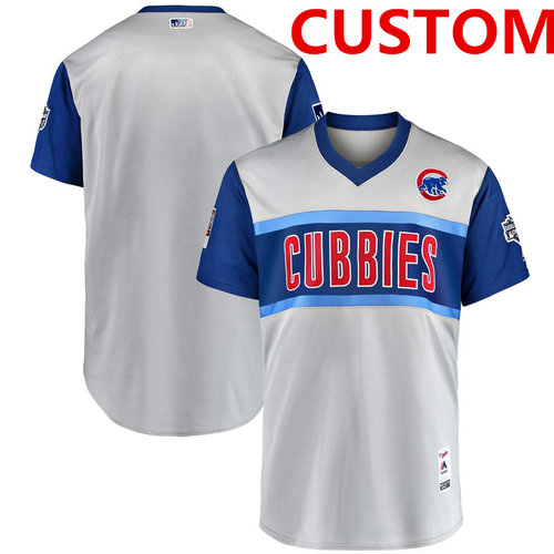 Men’s Chicago Cubs Custom Gray 2019 MLB Little League Classic Team Jersey